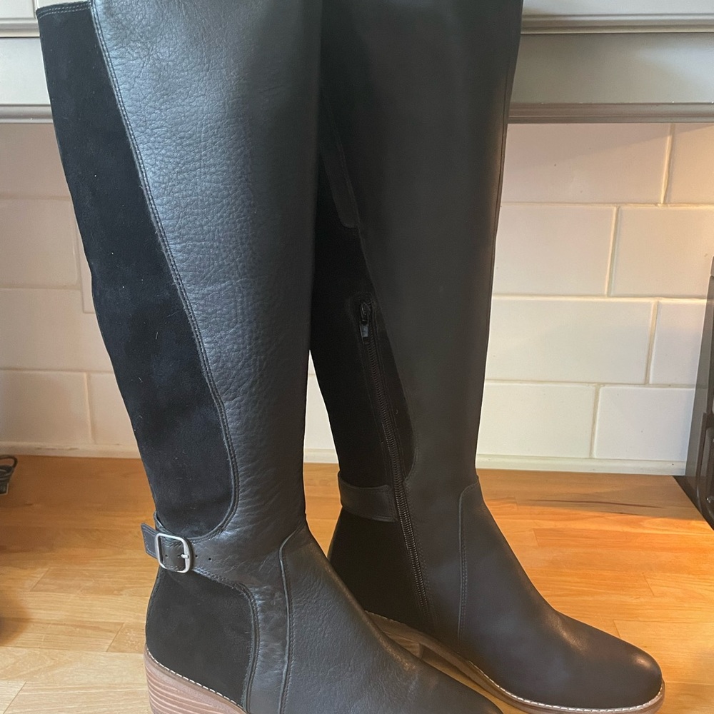New Lucky Brand LK-Timini Knee High Leather and Suede Riding Boots